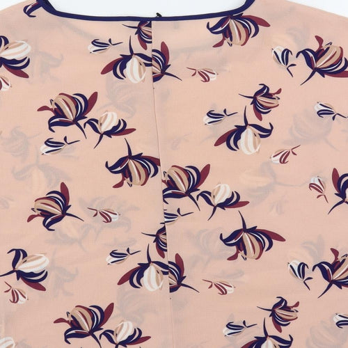 Marks and Spencer Womens Pink Floral Polyester Basic Blouse Size 10 Round Neck