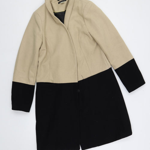 Laura Clement Womens Beige Overcoat Coat Size 12 Snap