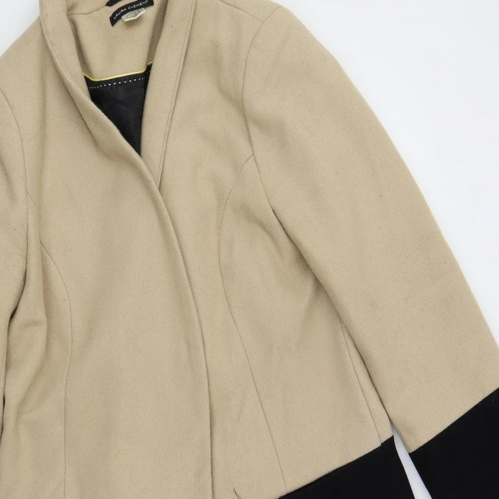 Laura Clement Womens Beige Overcoat Coat Size 12 Snap