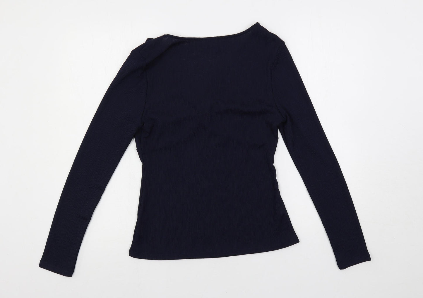 Marks and Spencer Womens Blue Polyester Basic Blouse Size 12 V-Neck - Front Detail