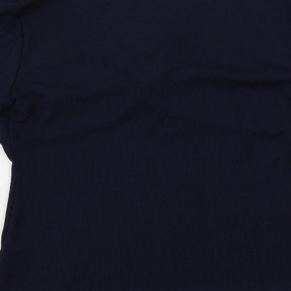 Marks and Spencer Womens Blue Polyester Basic Blouse Size 12 V-Neck - Front Detail