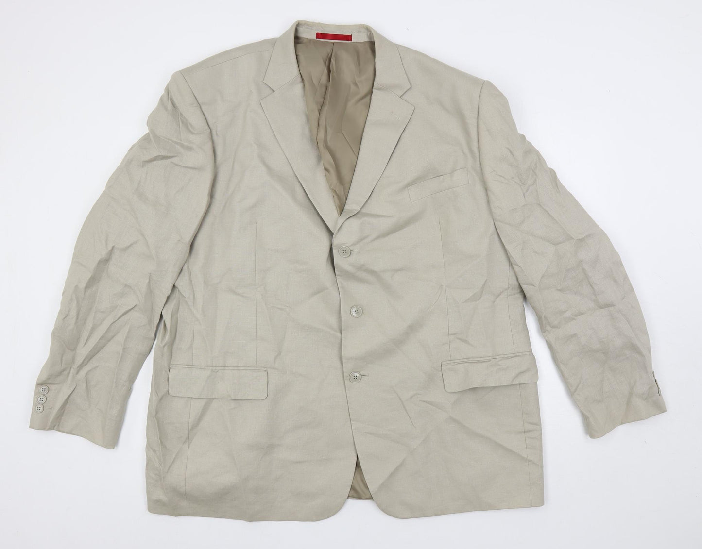 Burton Mens Beige Linen Jacket Suit Jacket Size 52 Regular