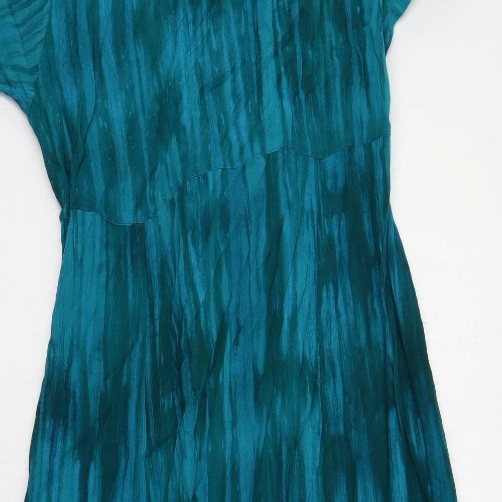 Orvis Womens Green Geometric Viscose A-Line Size S Boat Neck Pullover