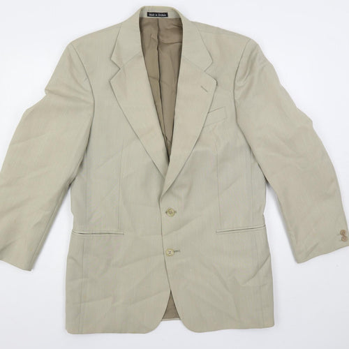 Brook Taverner Mens Beige Polyester Jacket Suit Jacket Size 40 Regular