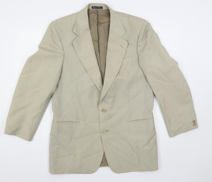 Brook Taverner Mens Beige Polyester Jacket Suit Jacket Size 40 Regular