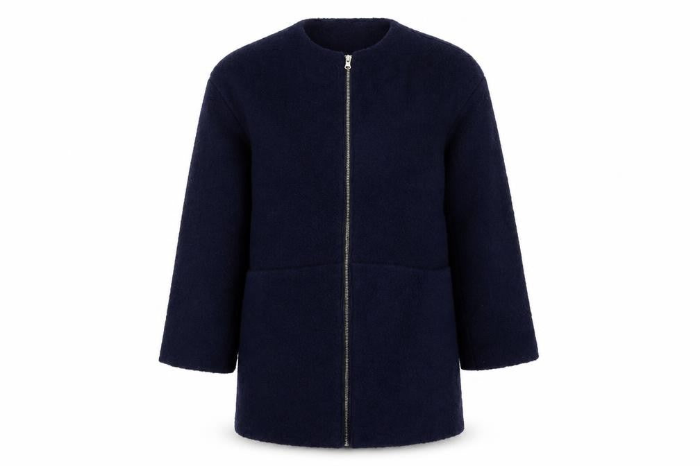 The New Girls Blue Overcoat Coat Size 9-10 Years Zip