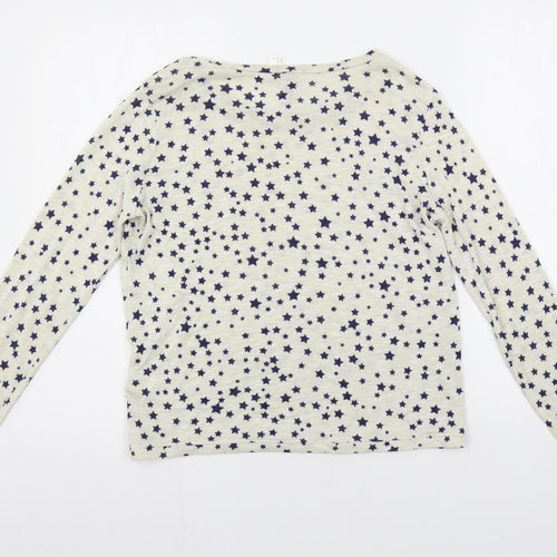 H&M Womens Ivory Boat Neck Geometric Polyester Pullover Jumper Size S - Star Print