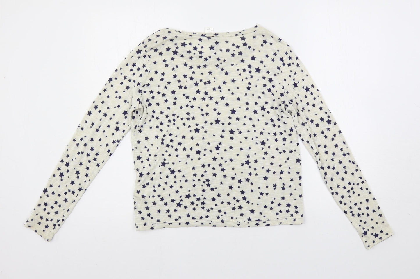 H&M Womens Ivory Boat Neck Geometric Polyester Pullover Jumper Size S - Star Print
