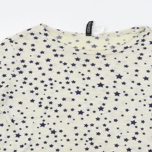 H&M Womens Ivory Boat Neck Geometric Polyester Pullover Jumper Size S - Star Print