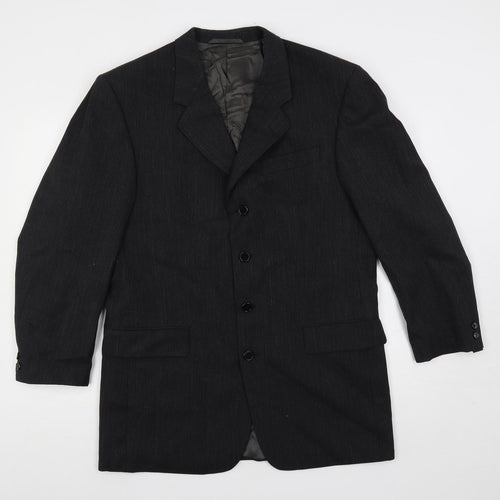 James Barry Mens Grey Striped Polyester Jacket Suit Jacket Size 42 Regular