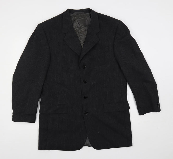 James Barry Mens Grey Striped Polyester Jacket Suit Jacket Size 42 Regular