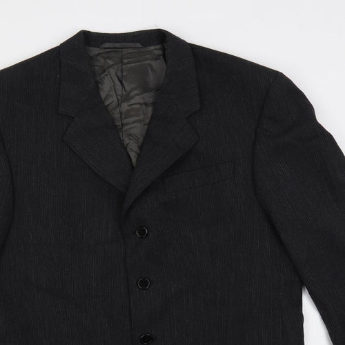James Barry Mens Grey Striped Polyester Jacket Suit Jacket Size 42 Regular