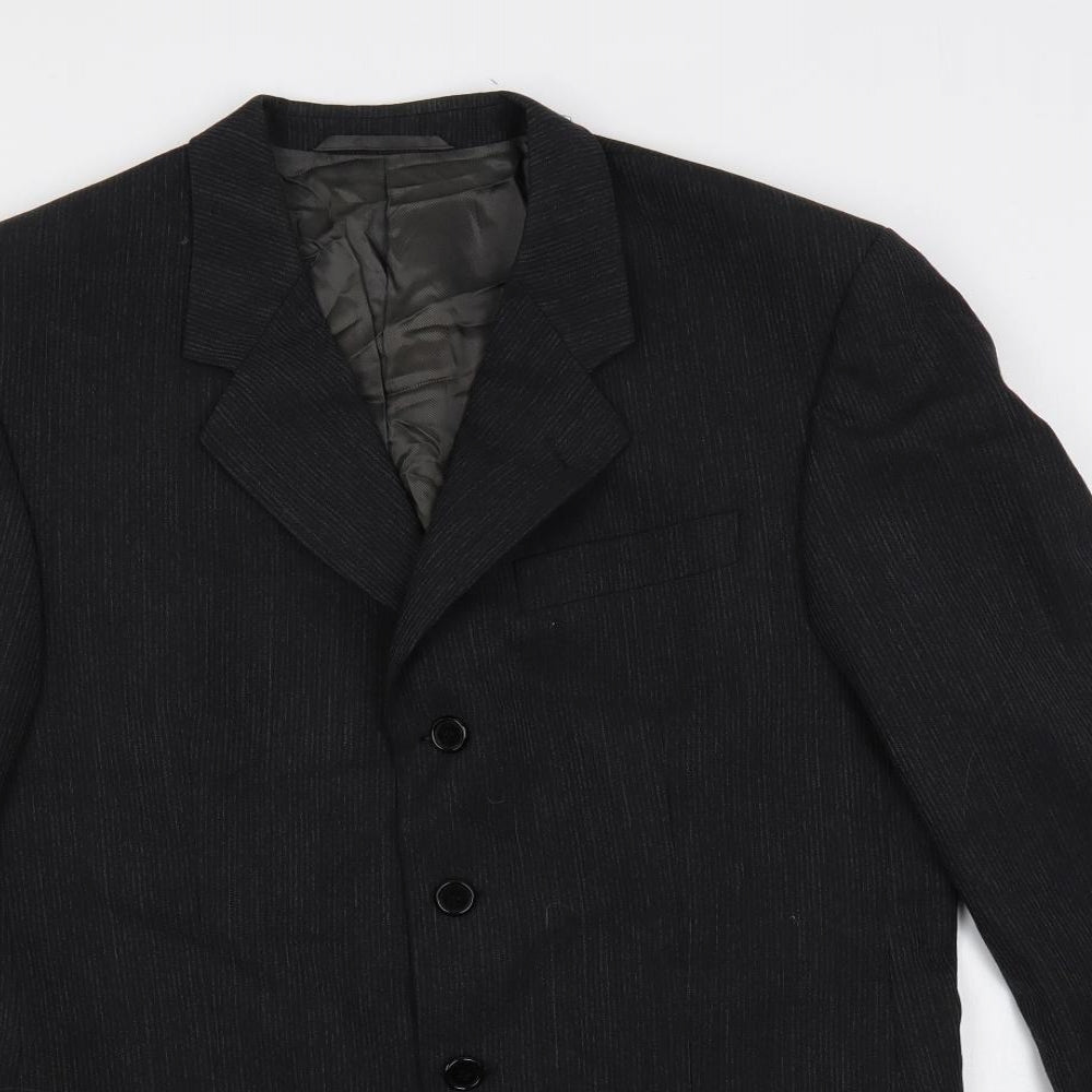 James Barry Mens Grey Striped Polyester Jacket Suit Jacket Size 42 Regular