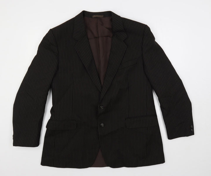 Hornes Mens Brown Striped Wool Jacket Suit Jacket Size 40 Regular