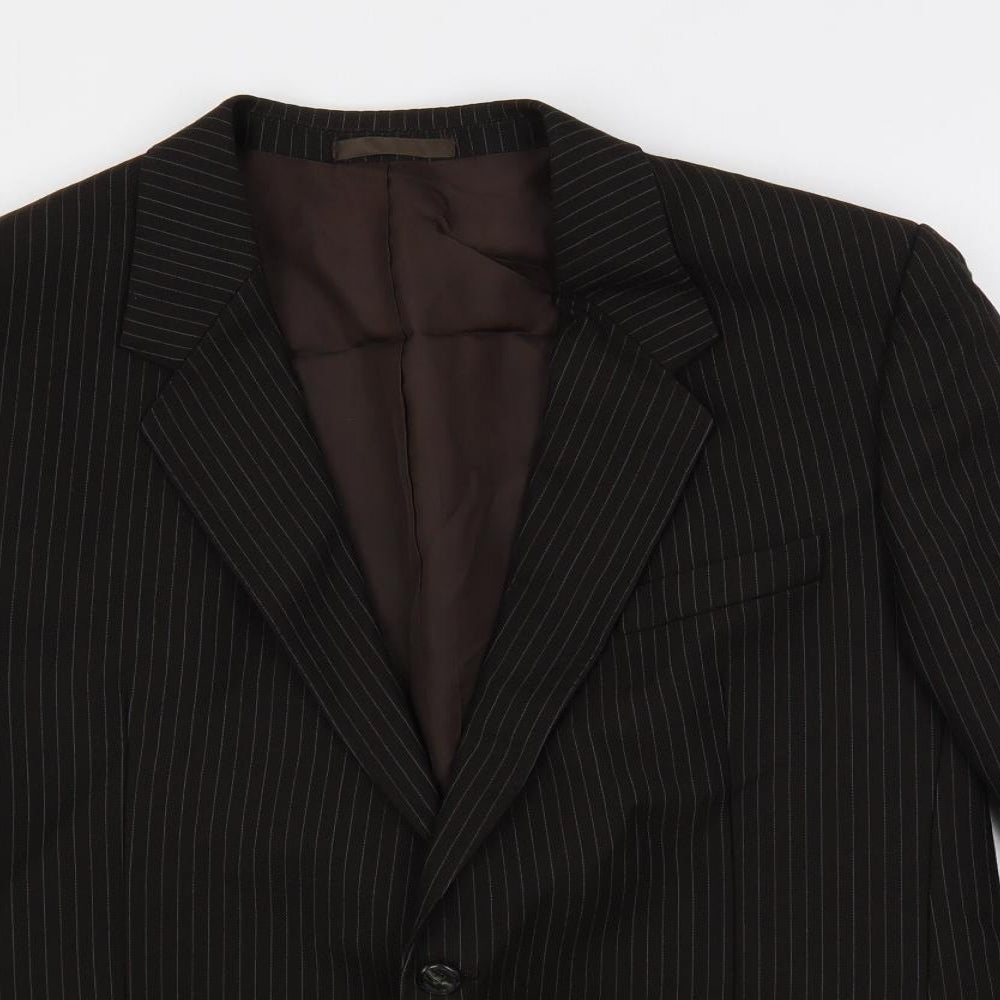 Hornes Mens Brown Striped Wool Jacket Suit Jacket Size 40 Regular