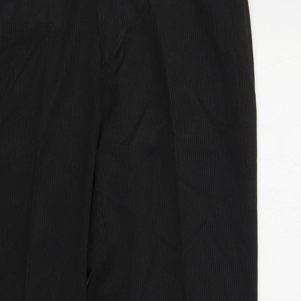 NEXT Mens Black Striped Polyester Dress Pants Trousers Size 34 in L29 in Regular Button