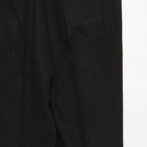 NEXT Mens Black Striped Polyester Dress Pants Trousers Size 34 in L29 in Regular Button