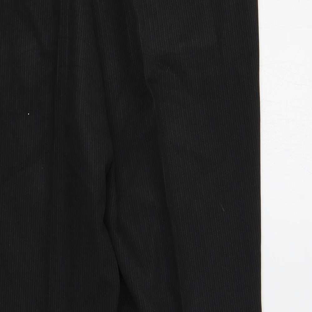 NEXT Mens Black Striped Polyester Dress Pants Trousers Size 34 in L29 in Regular Button