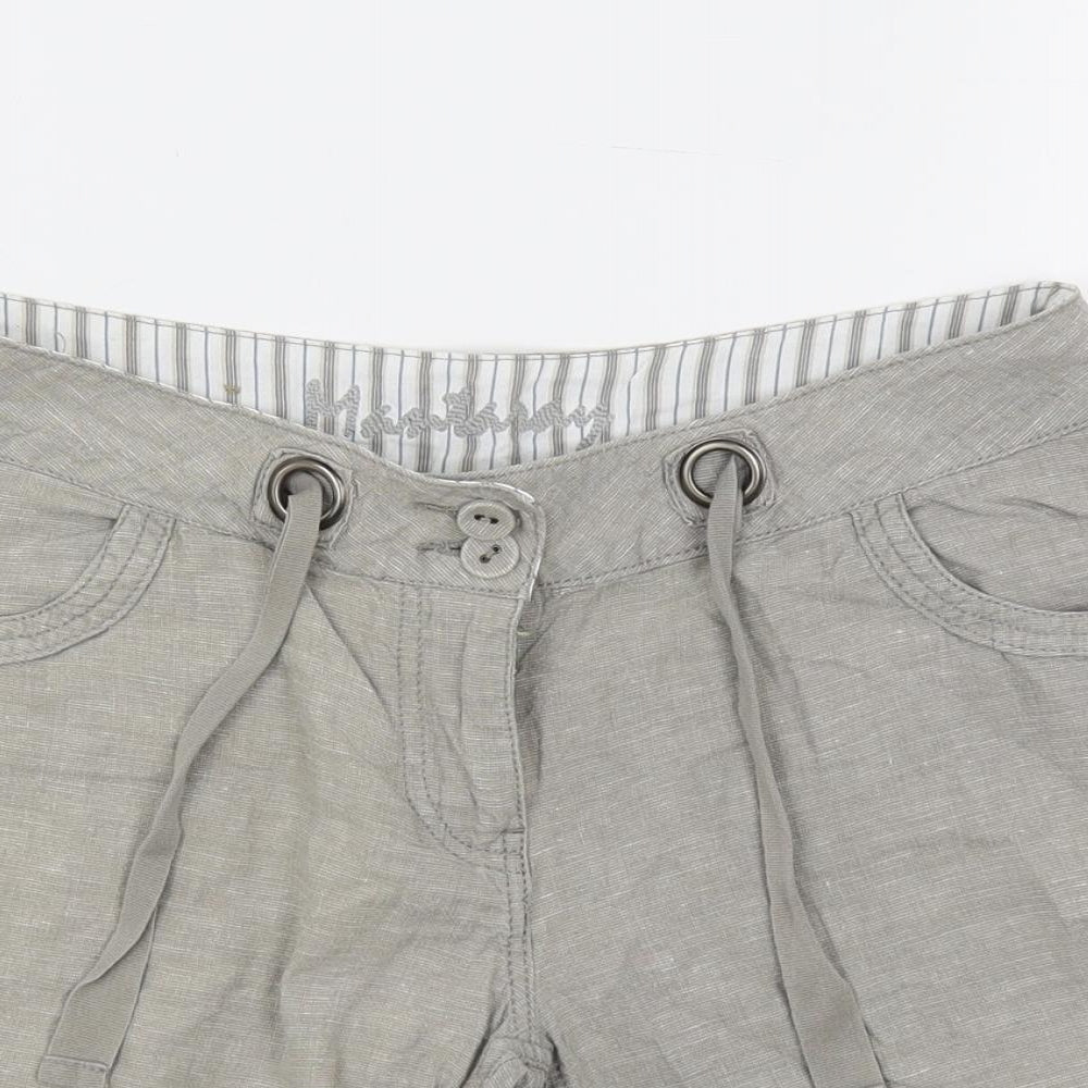 Mantaray Womens Beige Linen Basic Shorts Size 10 L8 in Regular Button - Adjustable Waist