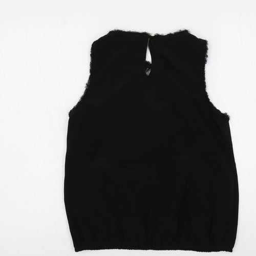 River Island Womens Black Polyester Basic Blouse Size 12 Round Neck - Lace Detail
