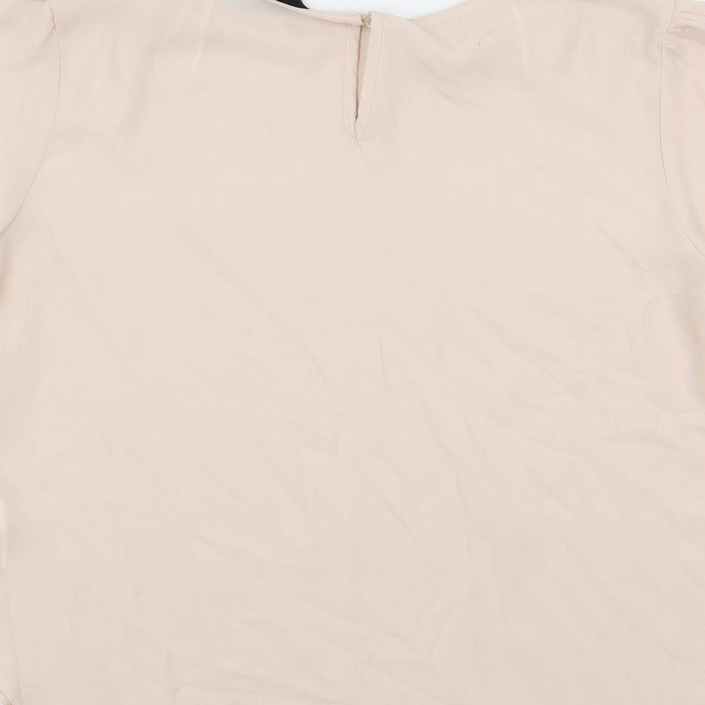 New Look Womens Pink Polyester Basic Blouse Size 14 Round Neck - Flare Sleeve