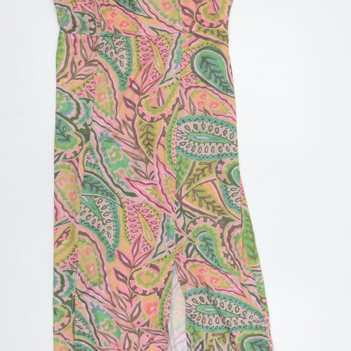 Glamorous Womens Multicoloured Geometric Polyester Slip Dress Size 12 V-Neck Zip