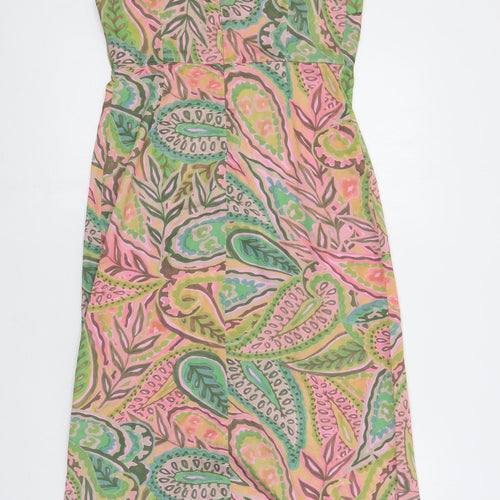 Glamorous Womens Multicoloured Geometric Polyester Slip Dress Size 12 V-Neck Zip