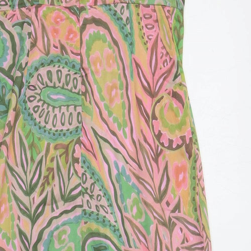 Glamorous Womens Multicoloured Geometric Polyester Slip Dress Size 12 V-Neck Zip