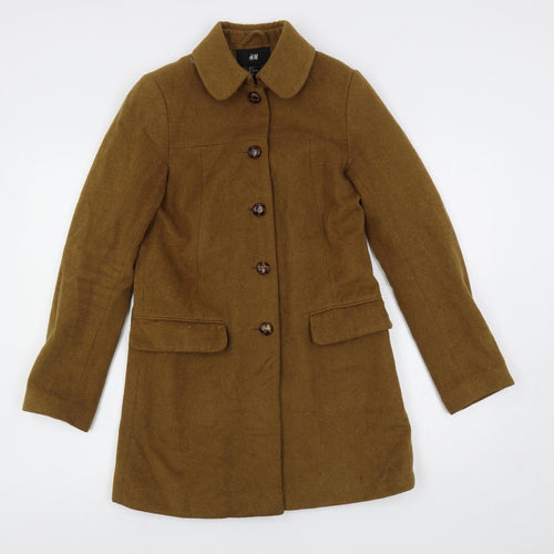 H&M Womens Brown Pea Coat Coat Size 4 Button