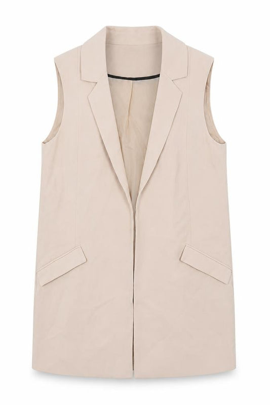 Front view of Oasis women’s pink jacket waistcoat, size UK 12, - open