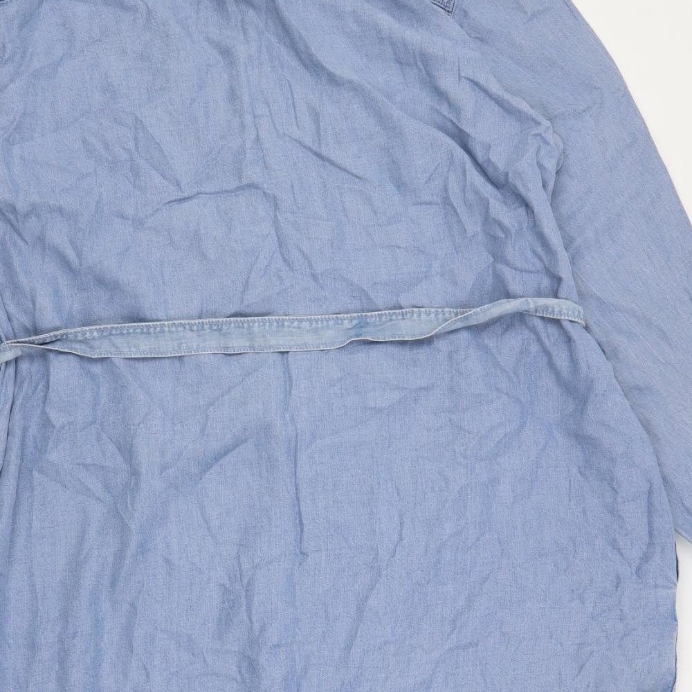 Gap Womens Blue Lyocell Shirt Dress Size 2XL Collared Button - Belted