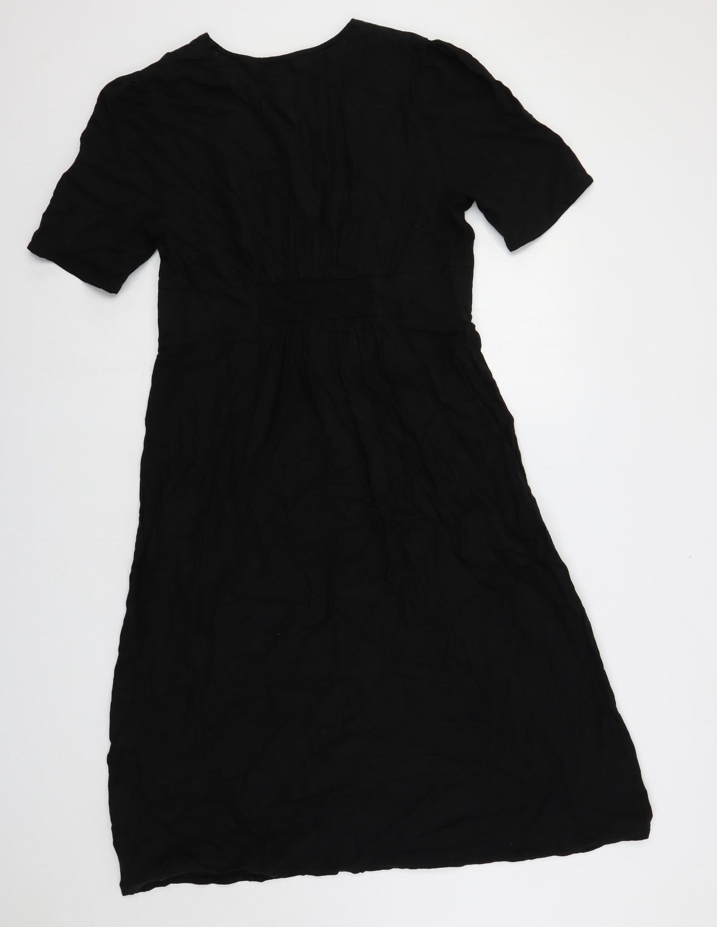 Nobody's Child Womens Black Linen A-Line Size 16 V-Neck Button