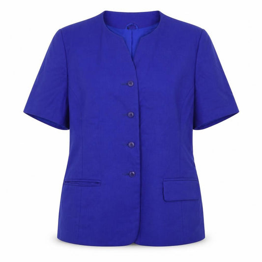 Front view of Debenhams women’s blue jacket blazer, size UK 16, button