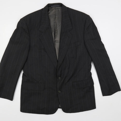 Horne Brothers Mens Grey Striped Wool Jacket Suit Jacket Size 40 Regular