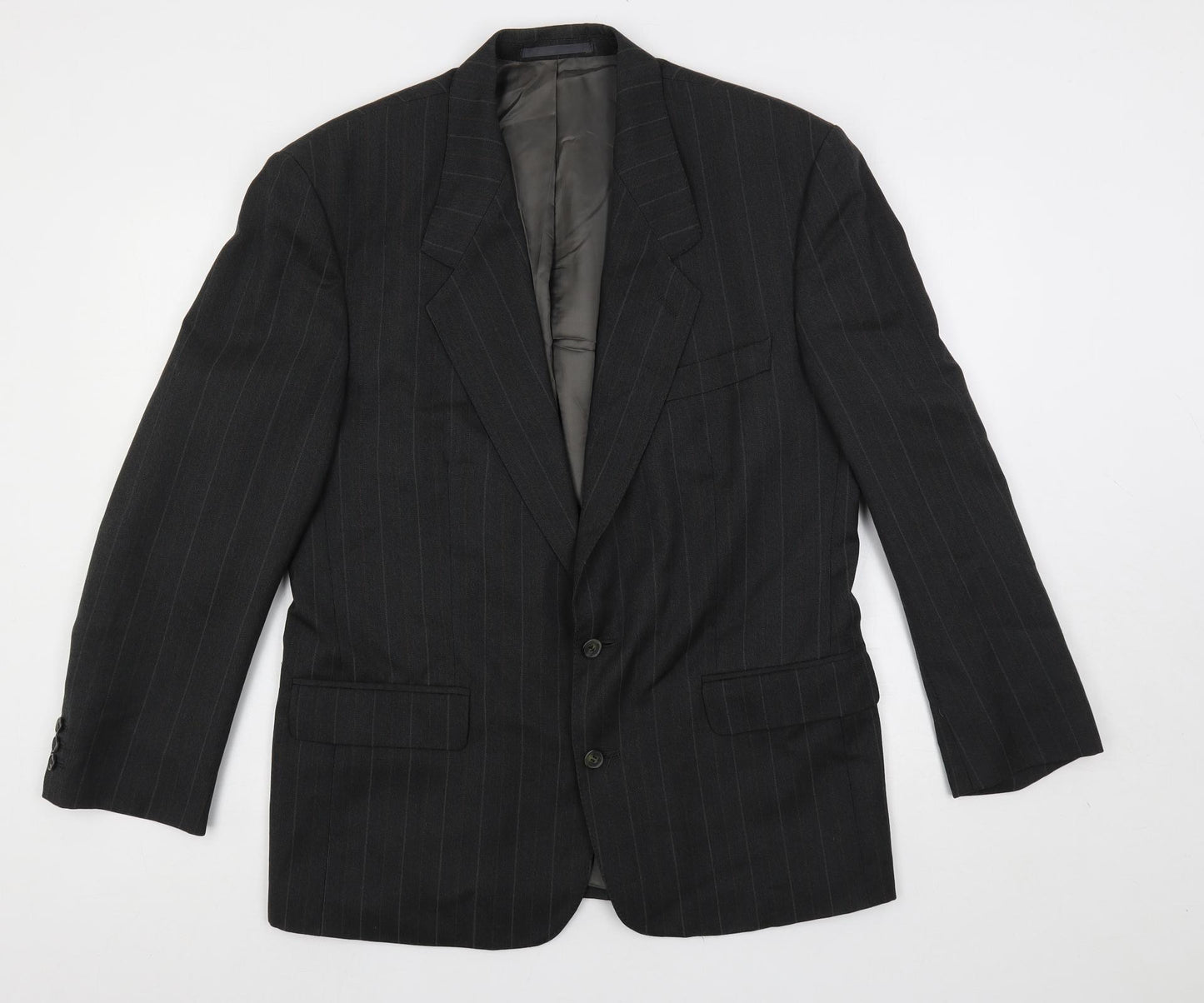 Horne Brothers Mens Grey Striped Wool Jacket Suit Jacket Size 40 Regular