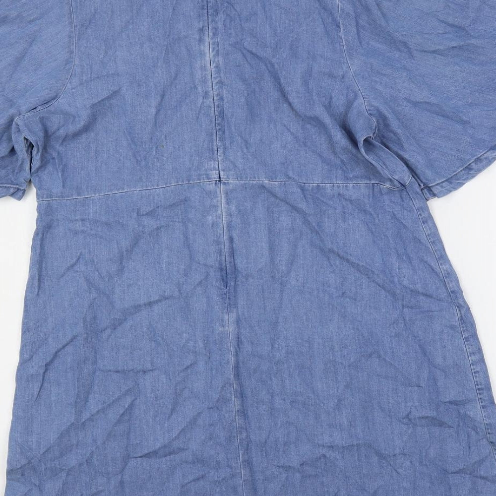 Zara Womens Blue Lyocell Mini Size M Round Neck Zip
