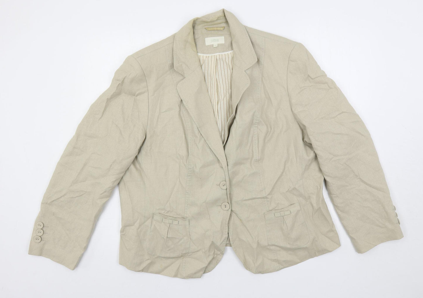 Marks and Spencer Womens Beige Jacket Blazer Size 22 Button