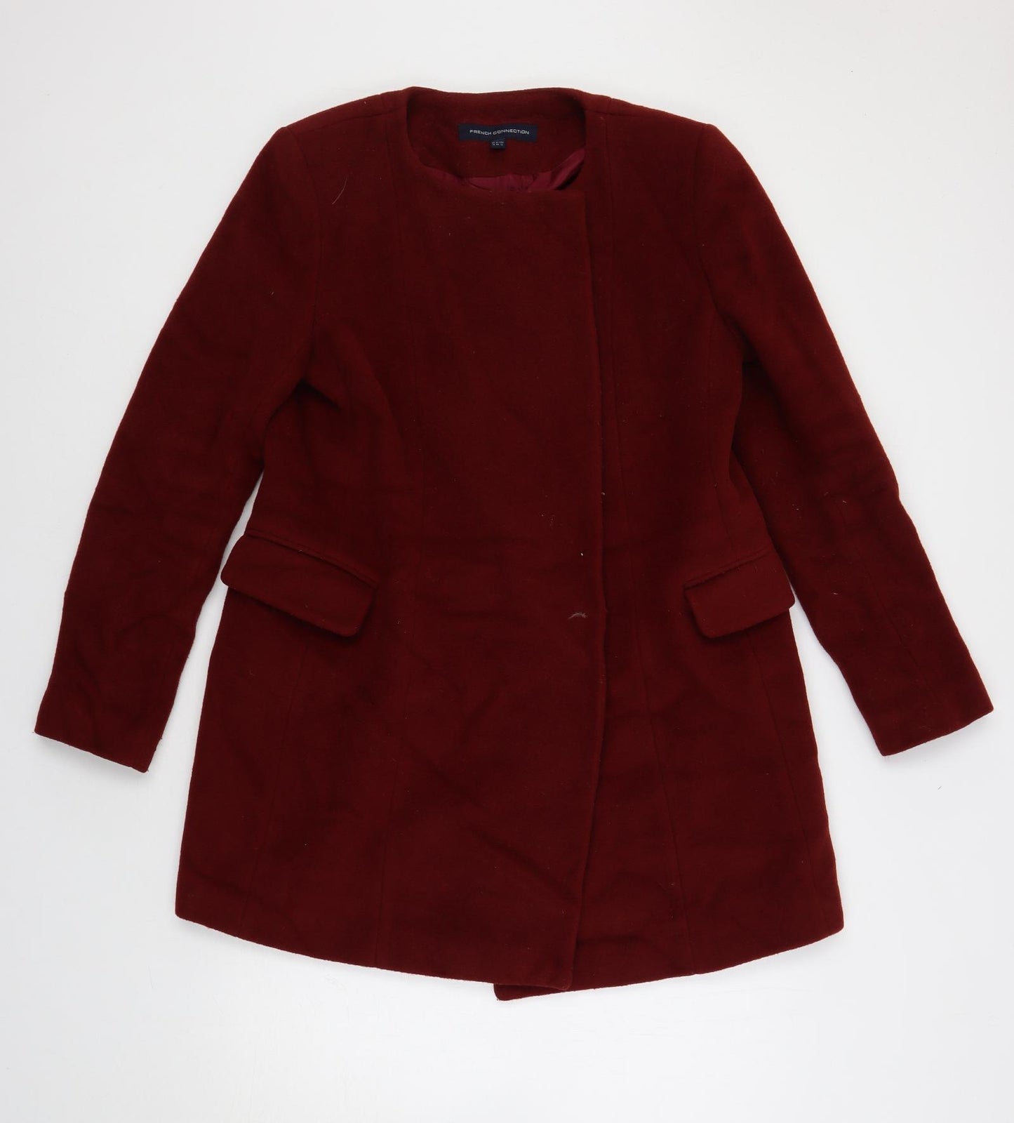 French Connection Womens Red Overcoat Coat Size 16 Button