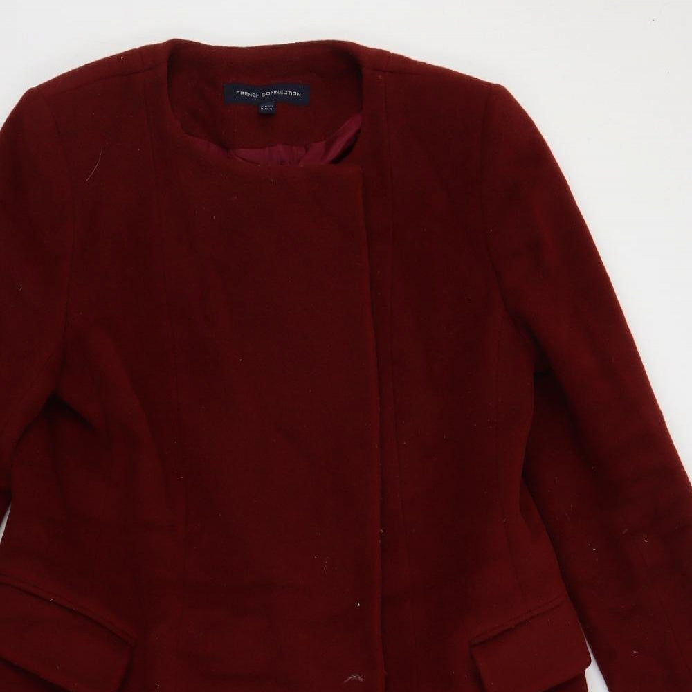 French Connection Womens Red Overcoat Coat Size 16 Button