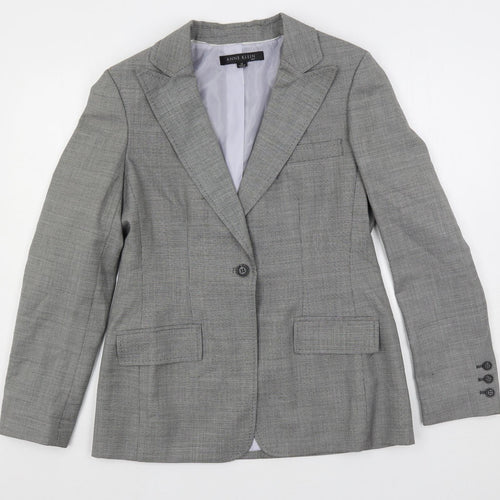 Anne Klein Womens Grey Geometric Jacket Blazer Size 10 Button