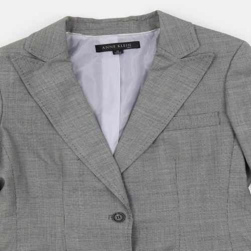 Anne Klein Womens Grey Geometric Jacket Blazer Size 10 Button