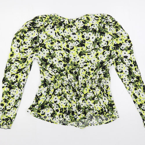 Marks and Spencer Womens Multicoloured Geometric Viscose Basic Blouse Size 8 V-Neck