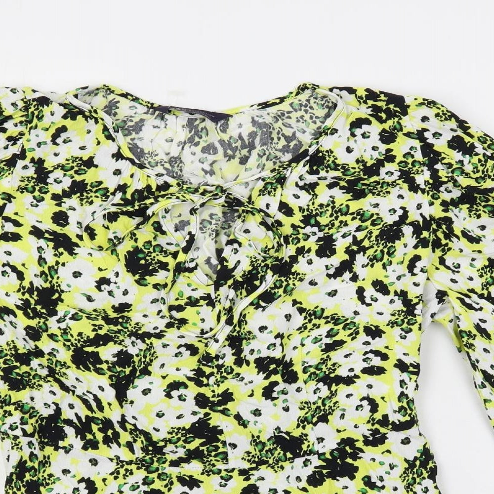 Marks and Spencer Womens Multicoloured Geometric Viscose Basic Blouse Size 8 V-Neck