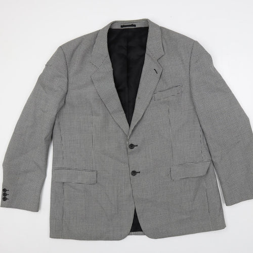 Varteks Mens Black Geometric Polyester Jacket Suit Jacket Size 48 Regular