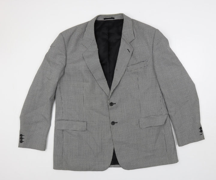 Varteks Mens Black Geometric Polyester Jacket Suit Jacket Size 48 Regular