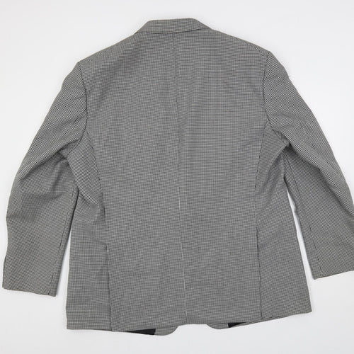 Varteks Mens Black Geometric Polyester Jacket Suit Jacket Size 48 Regular
