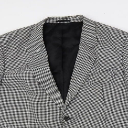 Varteks Mens Black Geometric Polyester Jacket Suit Jacket Size 48 Regular