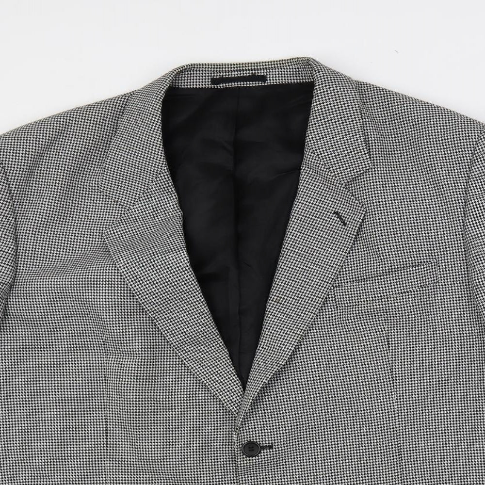 Varteks Mens Black Geometric Polyester Jacket Suit Jacket Size 48 Regular