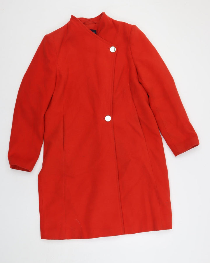 Marks and Spencer Womens Red Pea Coat Coat Size 12 Button