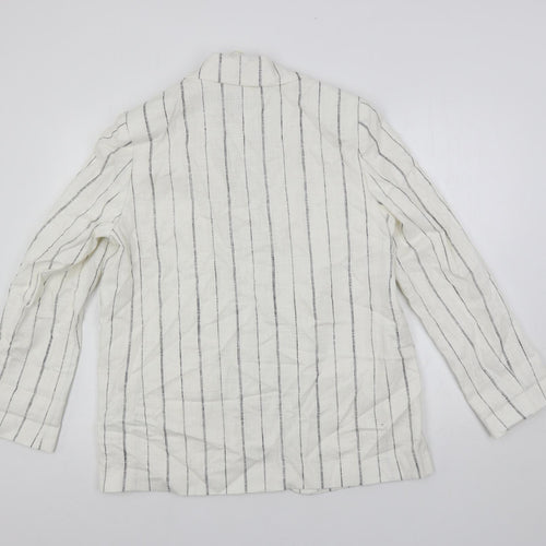 Marks and Spencer Womens White Striped Jacket Blazer Size 12 - Open